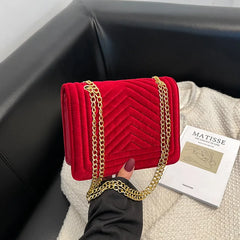 Velvet Shoulder Bag Chain Handbag for Women
