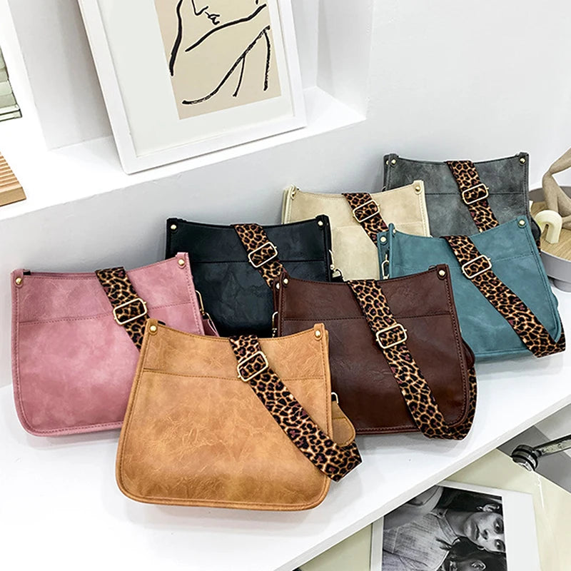 Leopard Print Shoulder Strap Tote Bags Rainbow Purses and Handbags