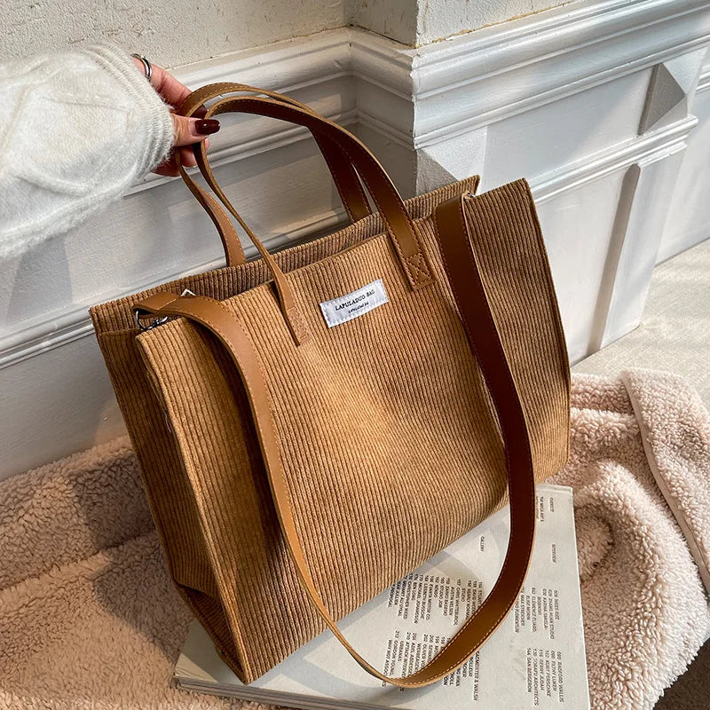 Corduroy Satchel Shoulder Bags Ladies Totes Crossbody Bag for Women