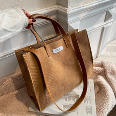 Corduroy Satchel Shoulder Bags Ladies Totes Crossbody Bag for Women
