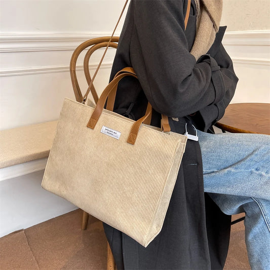 Corduroy Satchel Shoulder Bags Ladies Totes Crossbody Bag for Women
