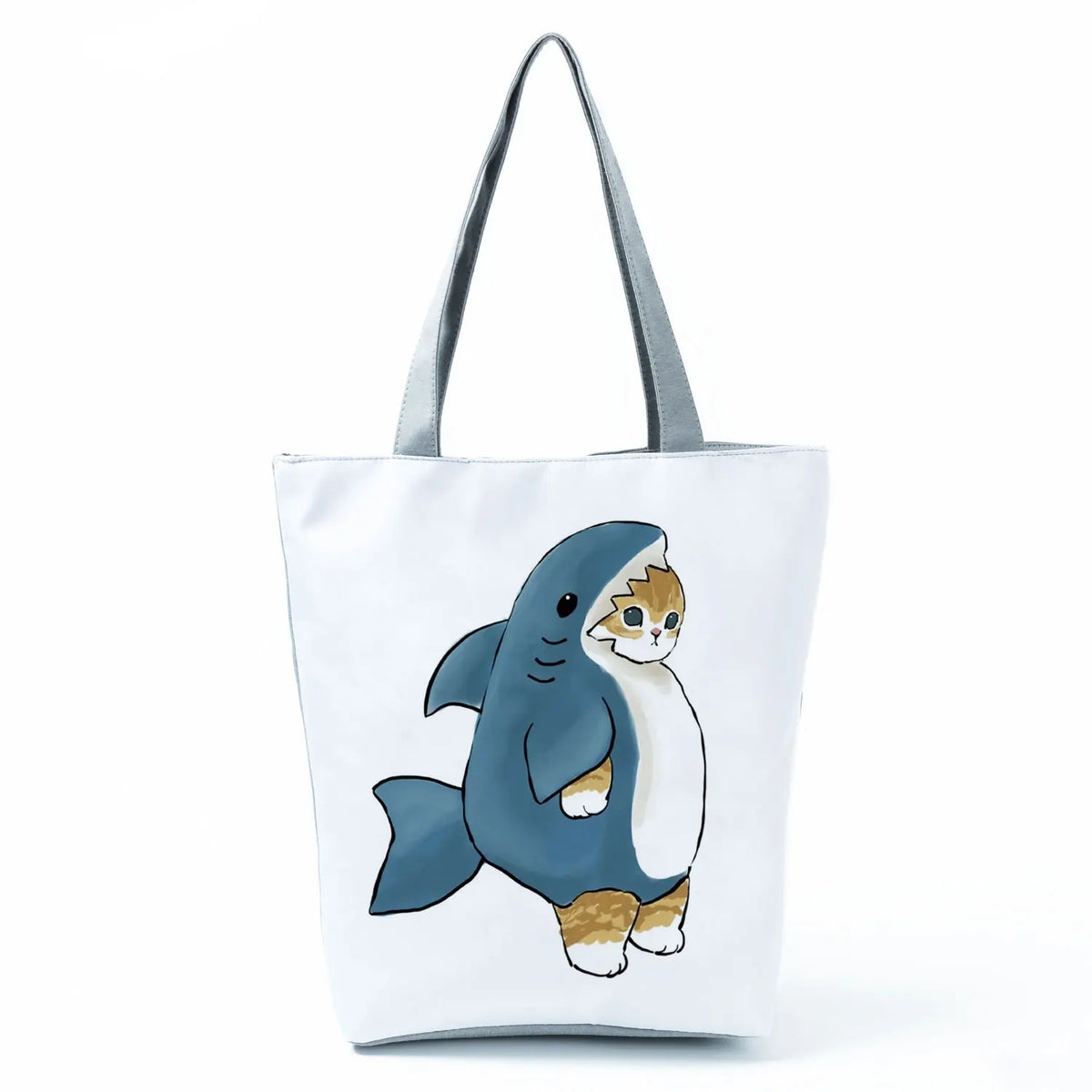 Women's Cat Shark Print Shoulder Bag Eco Reusable Travel Tote