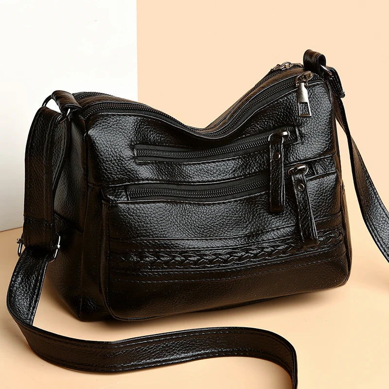 Women's PU Leather Messenger Bag Classic Retro Shoulder Bag