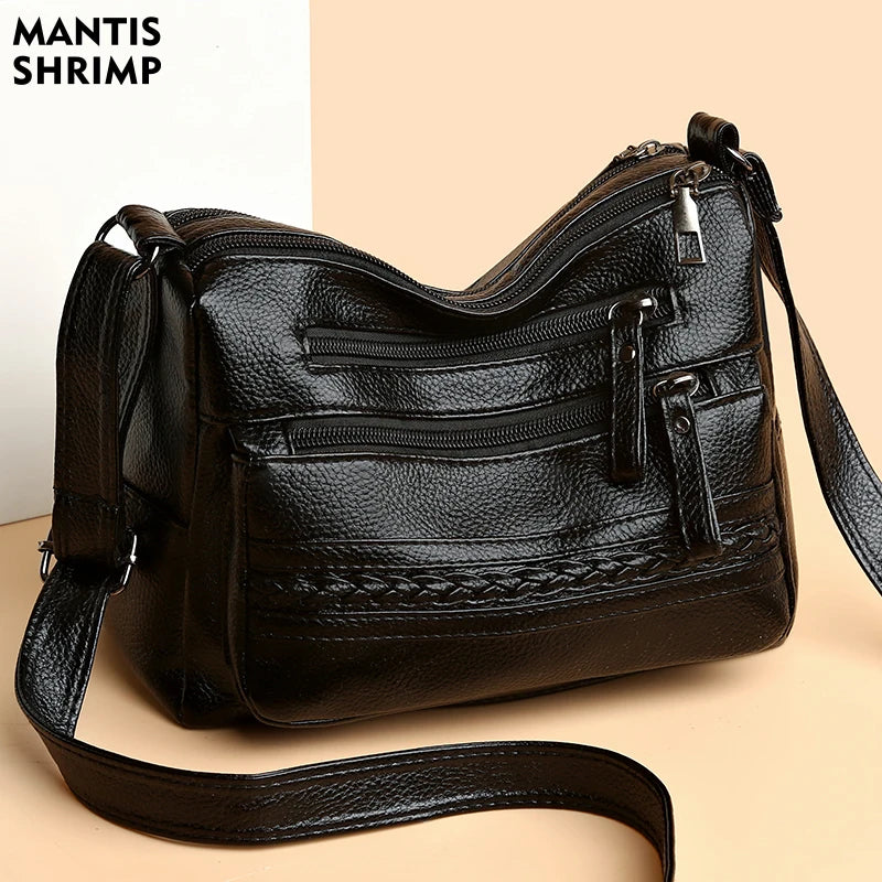 Women's PU Leather Messenger Bag Classic Retro Shoulder Bag