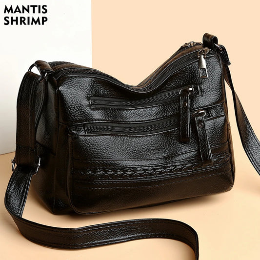 Women's PU Leather Messenger Bag Classic Retro Shoulder Bag