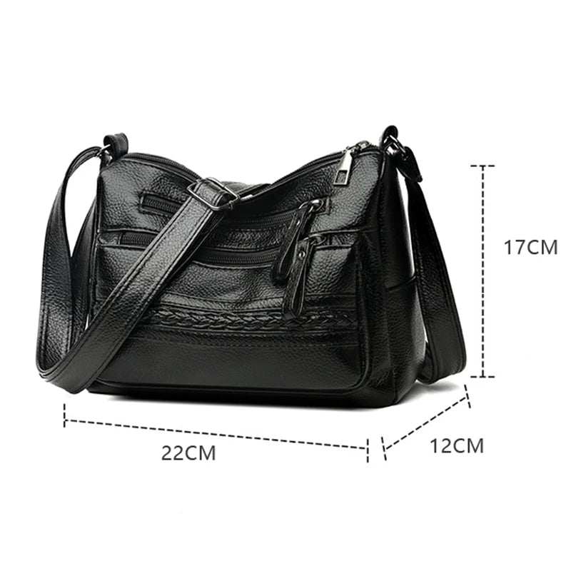 Women's PU Leather Messenger Bag Classic Retro Shoulder Bag