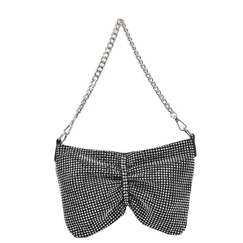 Diamond Chain Pleated Evening Bag for Women