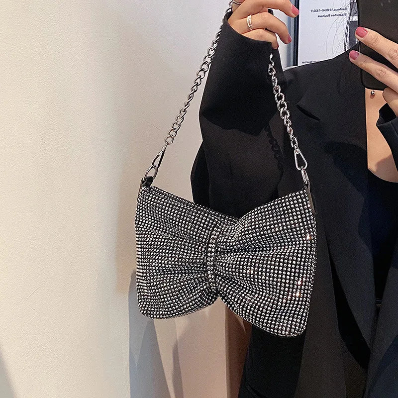 Diamond Chain Pleated Evening Bag for Women