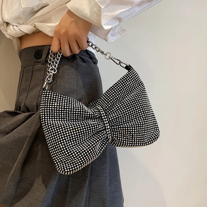 Diamond Chain Pleated Evening Bag for Women