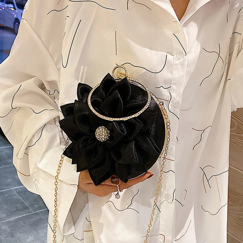 3D Flowers Women's Evening Shoulder Bag Crossbody Female