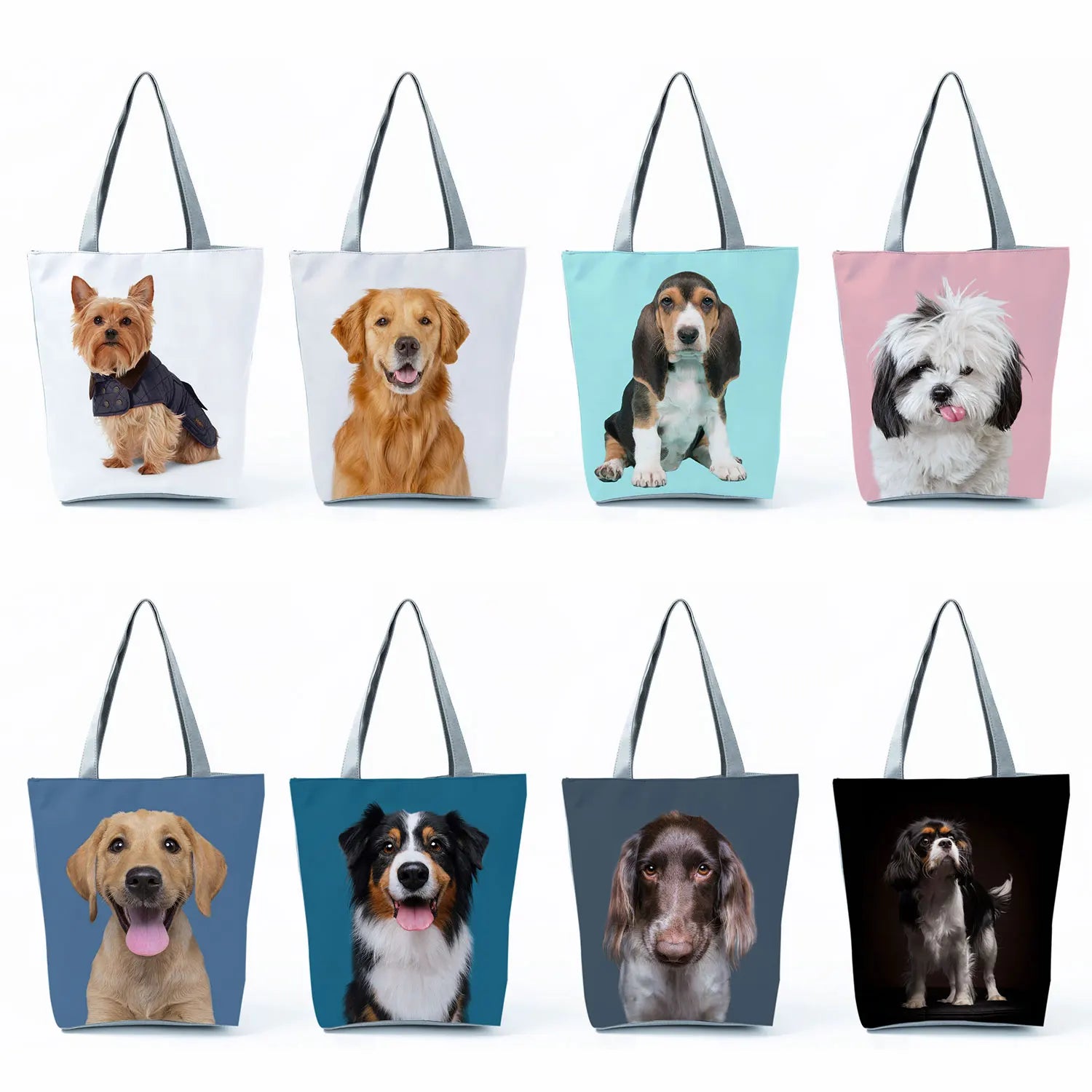 Dog Print Shoulder Bag Reusable Casual Tote Gift