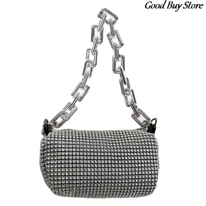 Rhinestone Evening Clutch Silver Crystal Wedding Bag