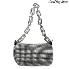Rhinestone Evening Clutch Silver Crystal Wedding Bag