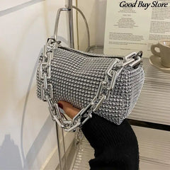 Rhinestone Evening Clutch Silver Crystal Wedding Bag