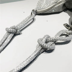 Silver Rhinestones Evening Clutch Bag Crystal Dinner Party Wedding Purses Handba