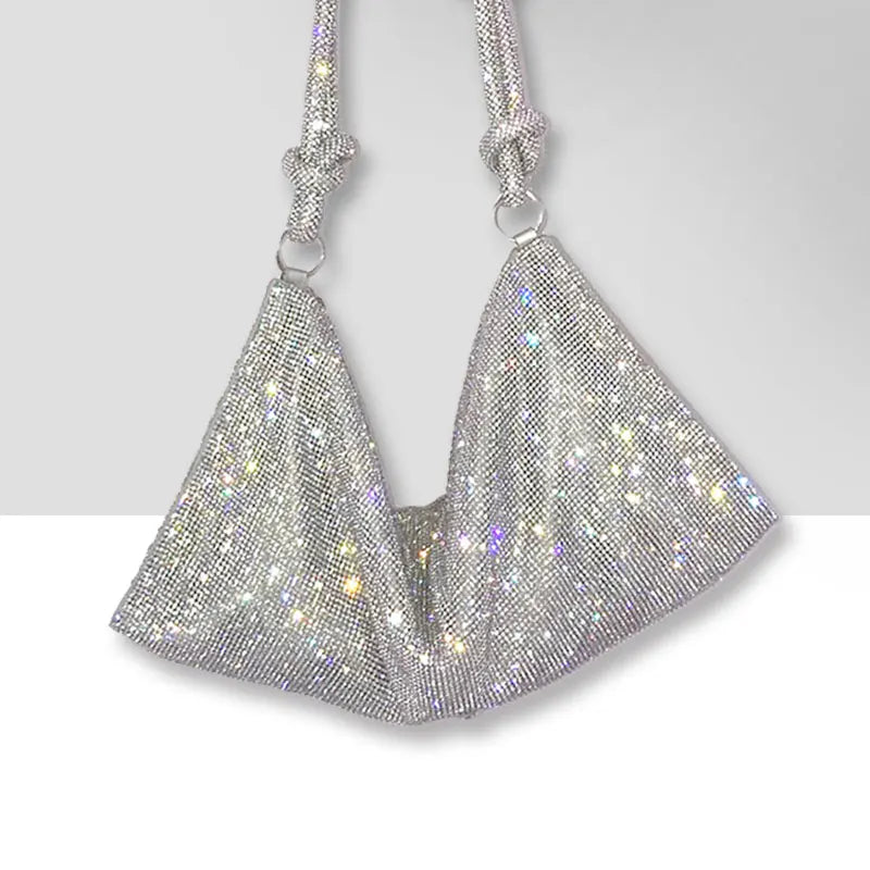 Silver Rhinestones Evening Clutch Bag Crystal Dinner Party Wedding Purses Handba