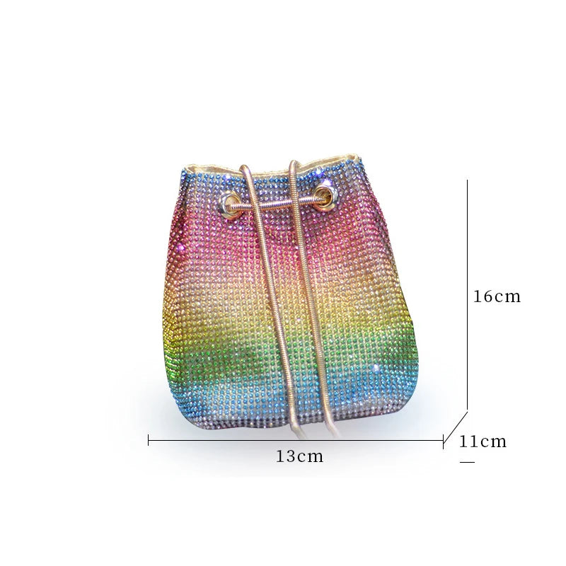 Silver Crystal Rhinestones Evening Clutch Bag Purse