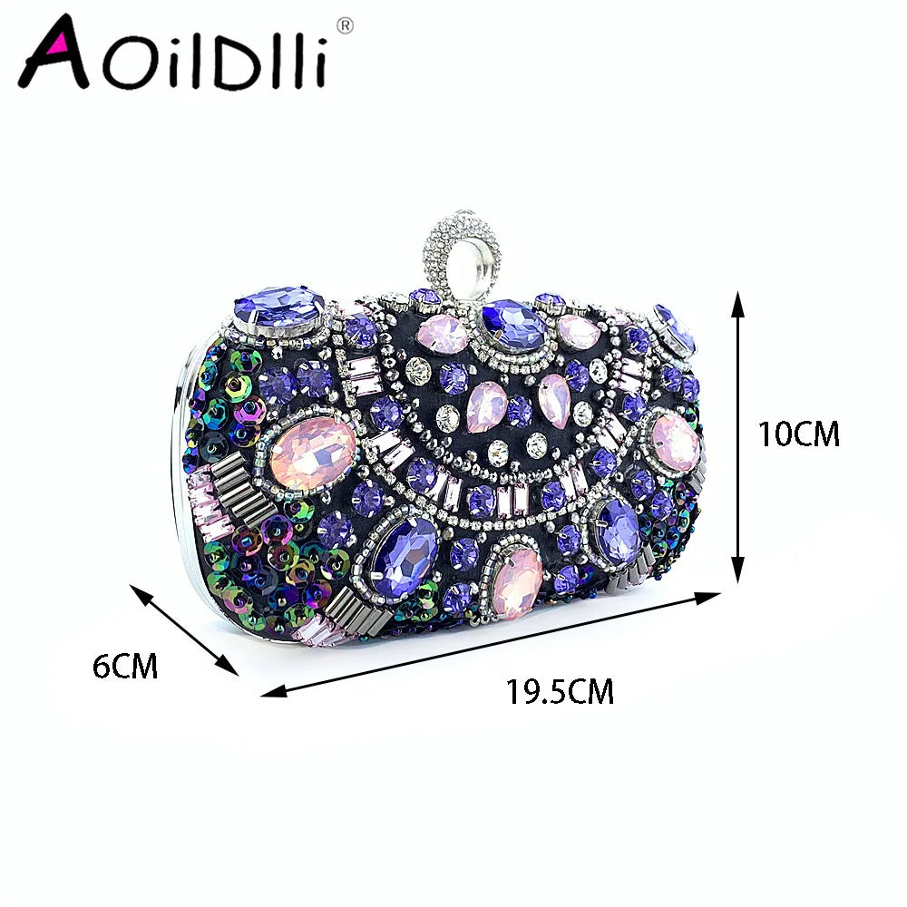 Bead Rust Dinner Clutch Bag Rhinestone Ladies Clutch Bag
