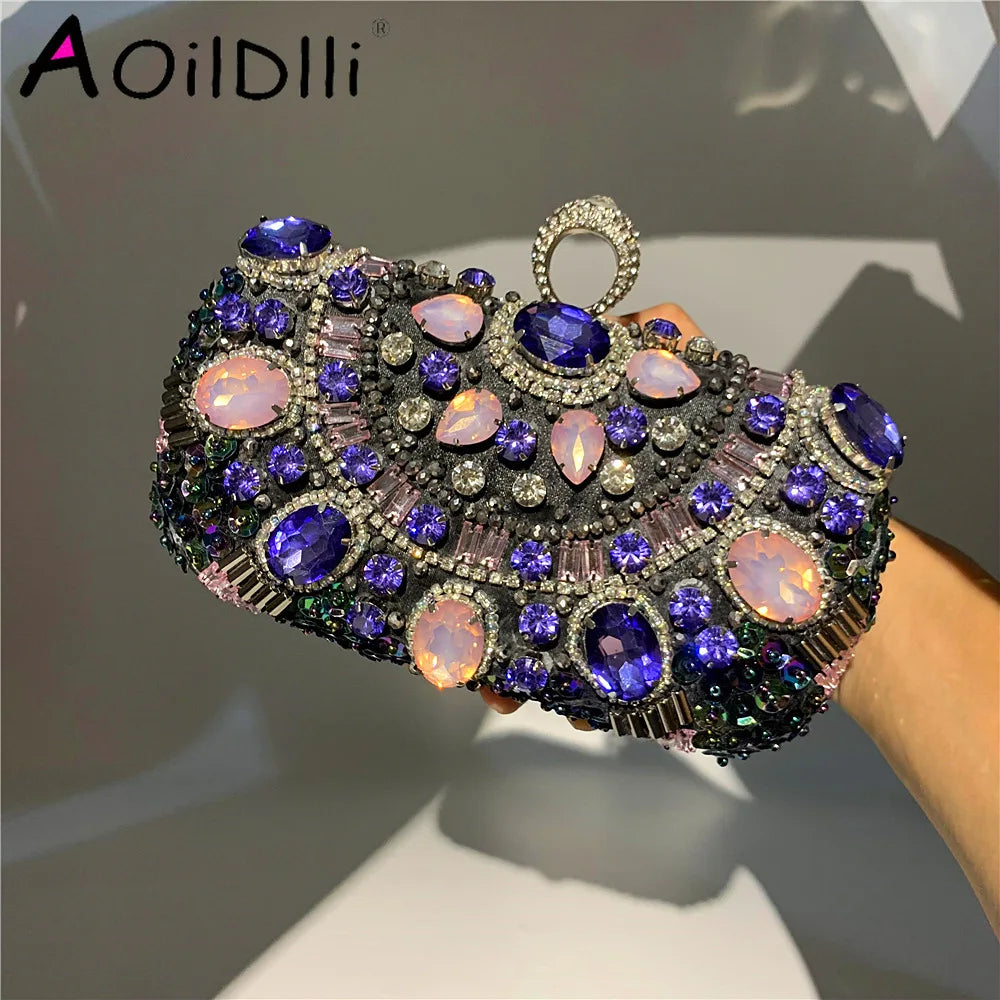 Bead Rust Dinner Clutch Bag Rhinestone Ladies Clutch Bag