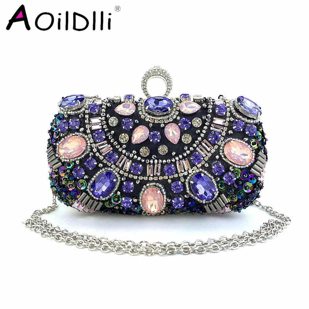 Bead Rust Dinner Clutch Bag Rhinestone Ladies Clutch Bag