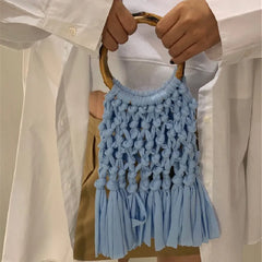 Vintage Tassel Shoulder Crossbody Bag Beach Knitted Handbags Purse
