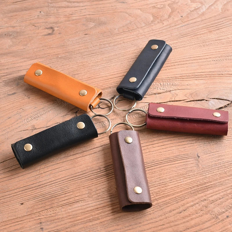 Vegetable Tanning Leather Key Holder Wallets Small Car Keys Case