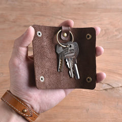 Vegetable Tanning Leather Key Holder Wallets Small Car Keys Case