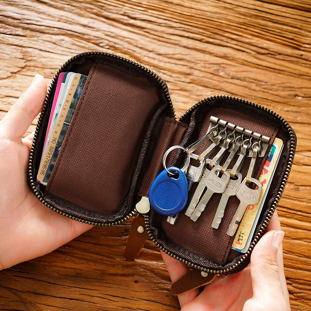 Crazy Horse Leather Multi-function Key Bag Large Capacity Storage Bag