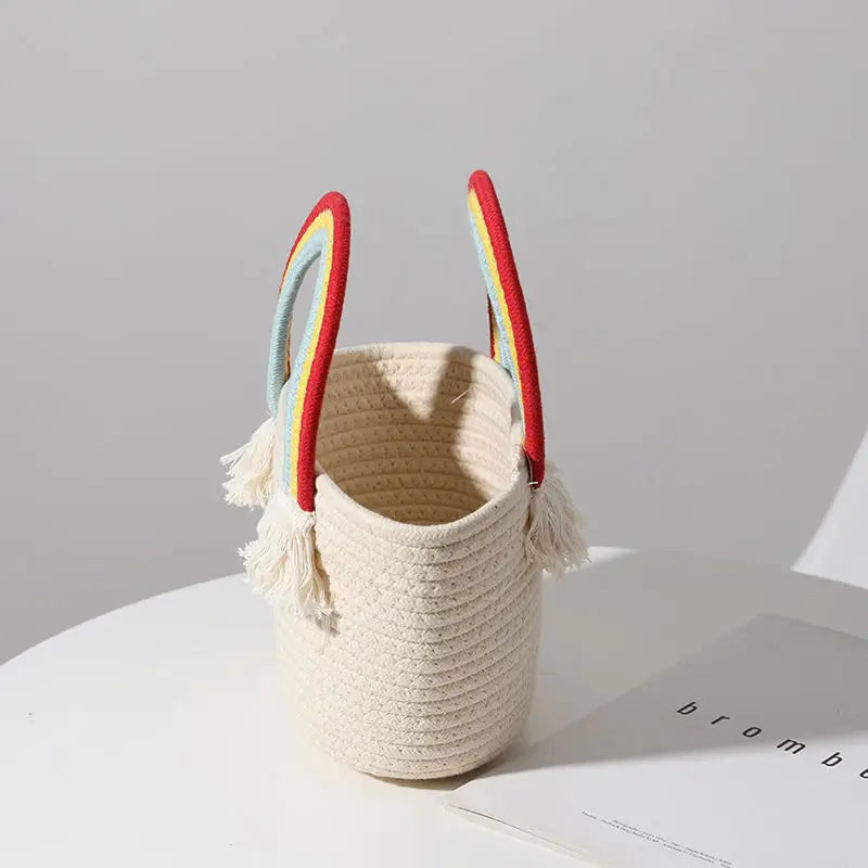 Rainbow Handbag Women's Hand-woven Tassel Bag Seaside Holiday Bag