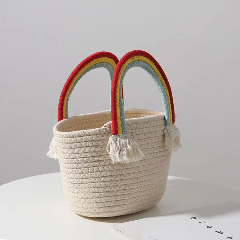 Rainbow Handbag Women's Hand-woven Tassel Bag Seaside Holiday Bag