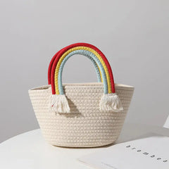 Rainbow Handbag Women's Hand-woven Tassel Bag Seaside Holiday Bag