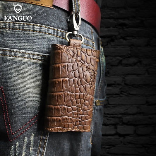 Men's Leather Key Wallet Car Key Holder Soft Bag Keys Case Pouch