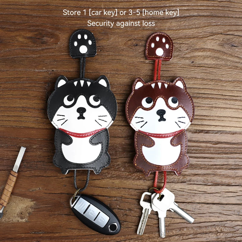 Leather Key Wallet Car Key Holder Keys Case Key Organizer Keychain Keyring