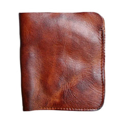 Men's Mini Wallet Short Ultra-thin Cowhide Leather Retro Ticket Holder