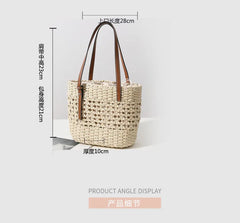 Straw Woven Bag Belt Shoulder Portable Bag Summer Large-capacity Bag