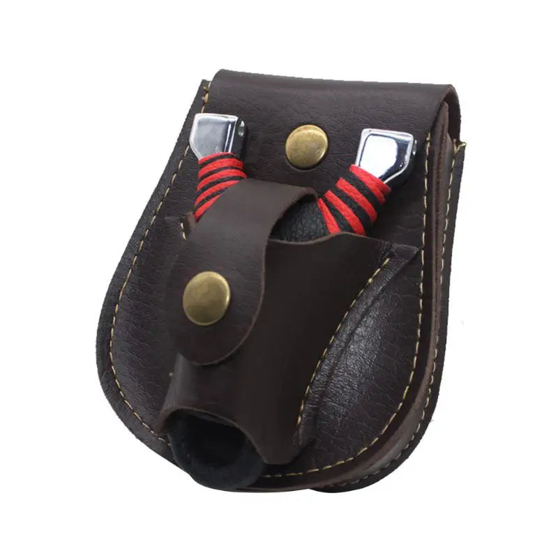 Leather 2 In 1 Slingshot Catapult Bag Pouch Case Holder Bel