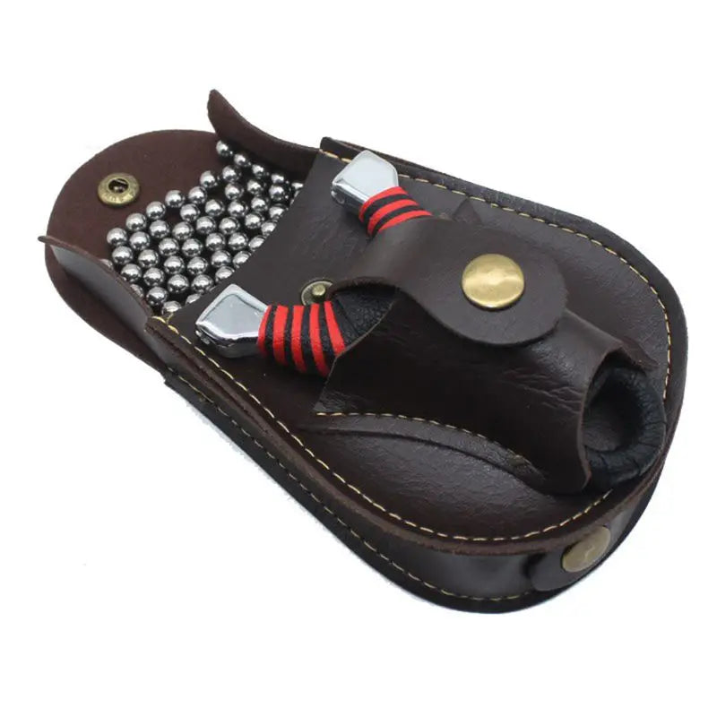 Leather 2 In 1 Slingshot Catapult Bag Pouch Case Holder Bel