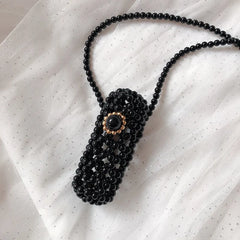 Beaded Lipstick Crossbody Bag for Women - Customizable and Portable