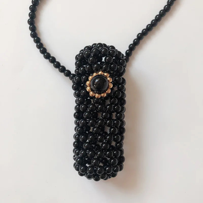 Beaded Lipstick Crossbody Bag for Women - Customizable and Portable