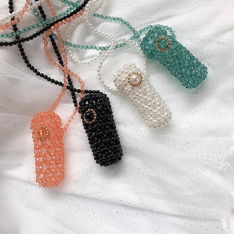 Beaded Lipstick Crossbody Bag for Women - Customizable and Portable