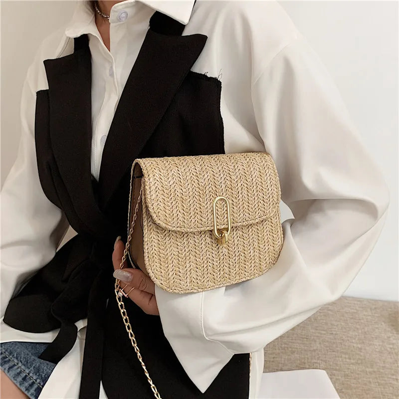 Summer Rattan Straw Shoulder Bag for Women