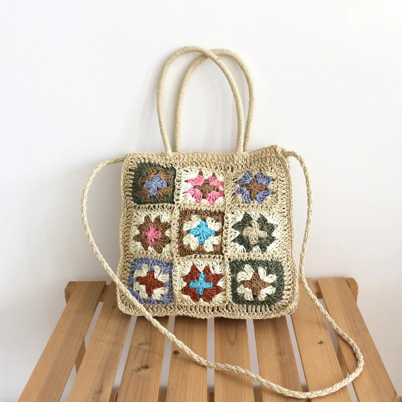 Straw Woven Shoulder Bag Summer Beach Handbag Messenger Ethnic Style
