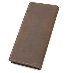 Vintage Crazy horse Cow Leather Wallets Men Long Wallet