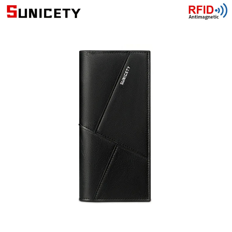 Vintage PU Leather Men's Wallet Purse Long Clutch Bag Male Money Clips