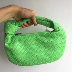 Woven Leather Printed Shoulder Bag Lady Crossbody Hobo Knotted Handle