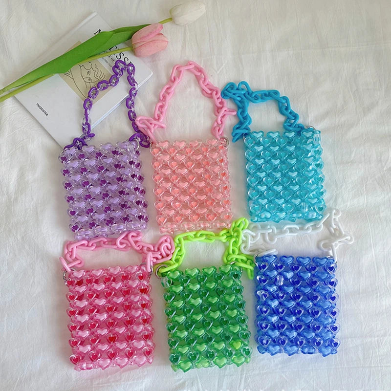 Multi-Color Beads Bag Transparent Crystal Ins Handbag