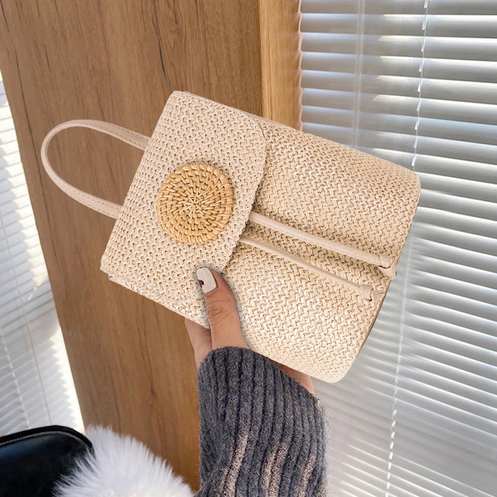 Straw Backpack Summer Beach Rattan School Bag for Women
