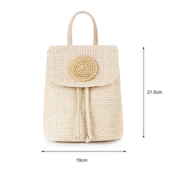 Straw Backpack Summer Beach Rattan School Bag for Women