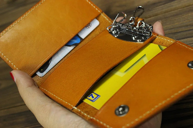 Leather Key Case Car Key Chain Holder