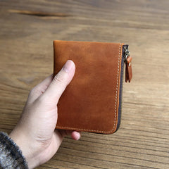 Retro Cowhide Short Wallet Crazy Horse Leather Money Clip Ultra-thin